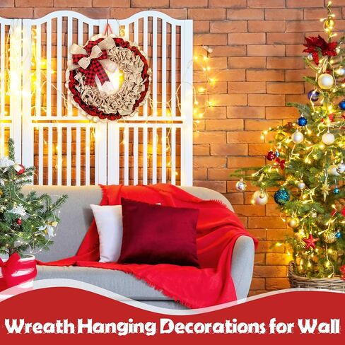 hoteam 20 بوصة عيد الميلاد الخيش إكليل عيد الميلاد الجاموس منقوشة اكليلا من الزهور مع الأقواس مزرعة ريفي الخيش إكليل الديكور للباب الأمامي خزانة غرفة المعيشة نافذة الجدار in Kuwait