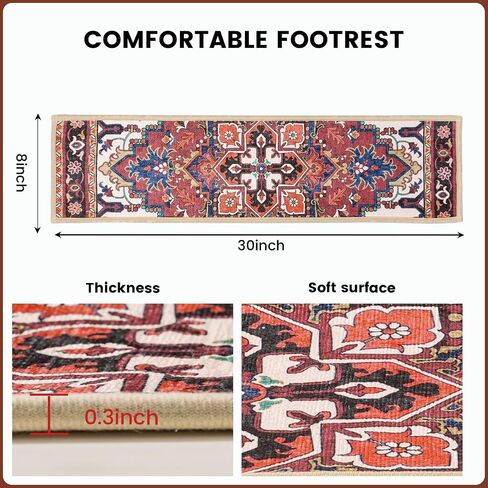 Non-Slip Stair Treads for Wooden Steps, Set of 15, 30"x8" Indoor Stair Runner, Reusable Rubber Backing Safety Stair Carpet Treads for Pets, Kids & Elders (Boho - 15DeepRed) in Kuwait