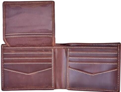 Mens Wallet,Top Grain Leather Wallet for Men,Genuine Leather Wallet, Bifold,Slim Wallet with 12 Card Slots, 1 ID Window, 2 Money Area, 2 Hidden Pocket.(Leather, Black) in Saudi Arabia
