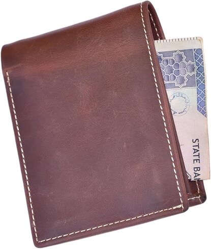 Mens Wallet,Top Grain Leather Wallet for Men,Genuine Leather Wallet, Bifold,Slim Wallet with 12 Card Slots, 1 ID Window, 2 Money Area, 2 Hidden Pocket.(Leather, Black) in Saudi Arabia