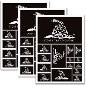 QQSD Black Dont Tread on Me Gadsden Flag Sticker Decal in Multiple Sizes, 3 Pack, 11.7 x 8.3 Inches