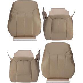 Carbhub Leather Seat Cover Tan for Ford F150 2009 2010 2011 2012 2013 2014 for Driver Passenger Bottom Lean Back Perforated Leather Seat Cover Tan