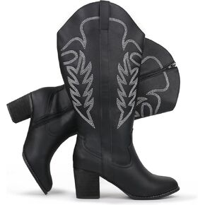 Women's Extra Wide Calf Cowboy Boots Embroidered Western Cowgirl Knee High Boots