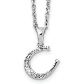 Lex & Lu Sterling Silver White Ice Diamond Horseshoe Necklace