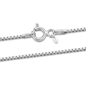 Amberta Women 925 Sterling Silver 1 mm Venice Box Chain Necklace: 70 cm / 28 inch