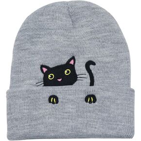 YAMEIZE Cute Cat Beanie Knitted Hats for - Women Girl Beanie Hat Soft Cat Knitted Hat Winter Skull Cap Warm Hat Outdoor