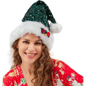 Seyurigaoka Adult Christmas Santa Hats Knitted Striped Beanie Soft Warm Winter Caps for Women Men Streetwear