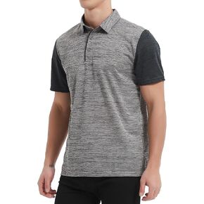 HQUEC Men's Polo Shirts Short Sleeve Quick Dry Moisture Wicking Performance Casual Work Regular-Fit Golf Shirts for Men