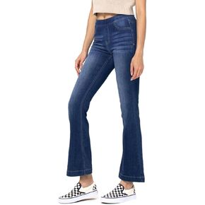 Cello Jeans Women's Mid Rise Easy Flare Pull On Jeggings