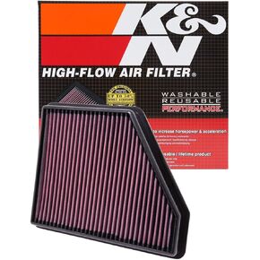 K&N High-Flow Original Lifetime Engine Air Filter: Increase Power & Acceleration, Washable, Premium, Replacement Car Air Filter: Compatible with 2010-2015 Chevy Camaro, Camaro SS, Camaro ZL1, 33-2434