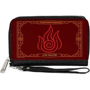 Buckle-Down Nickelodeon Wallet, Zip Around, Avatar the Last Airbender Firebending Fire Nation Icon Reds, Vegan Leather