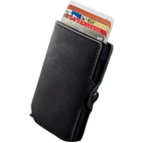 Slim Retro RFID Blocking Wallet - Holds Cash and 6 Card Pop-Up Box, Black, Retro