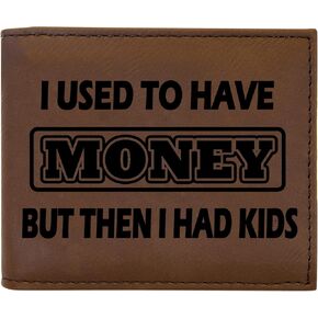 Rogue River Tactical Funny Dad Joke Men's Leather Bifold Wallet RFID Gift For Him Dad Father Billfold Father's Day Gift Used to Have Money Buy Then I Had Kids