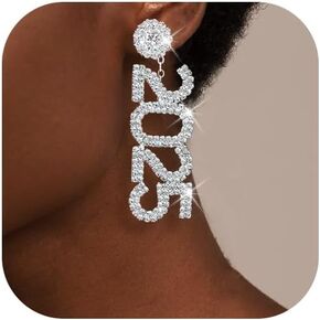 2025 New Years Earrings Rhinestone New Year's Eve Earrings Glitter Happy New Year Earring Party Jewelry Gifts New Years Eve Outfits Women