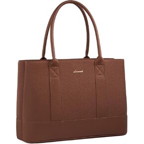 LOVEVOOK Laptop Bag for Women, 15.6 inch Computer Work Tote Teacher Bag, Waterproof Leather Shoulder Bag, Large Capacity Business Handbag, Office Briefcase for Gift, Travel, Brown