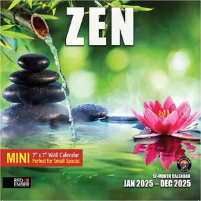 RED EMBER Zen 2025 Hangable Monthly Wall Calendar | 12" x 24" Open | Thick & Sturdy Paper | Giftable