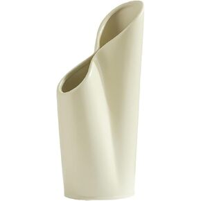 Cream Ceramic Vase, Artistic and Cultural Flavor Vases, Irregular Bottle Flower Organizer for Pampas Grass, Small Vase for Home Living Room Dining Table Farmhouse Office Decor