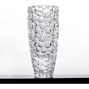 Colorful dot Crystal Glass vase 9.8 inch,Large Flower Vase，Modern Vase for Living Room, Bedroom, Kitchen, Dining Table, Mantle, Wedding. (Gold)