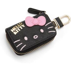 Cartoon Cute Car Remote Key Case,PU Leather Car Key Holder Ring Box,Metal Hook Zipper Embroidered Bag,Wristlet Keychain Key Case,for Women and Men. (Pink)