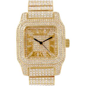 Techno Pave Men's 45mm Fully Iced Out Square Diamond Watch