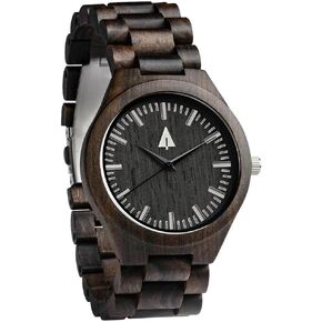 Treehut Wooden Watches for Men, Japanese Quartz Movement, Stylish Exotic Wrist Watch with Stainless Steel Buckle, Adjustable Straps, Watch Made from Ebony Wood, Relojes para Hombre