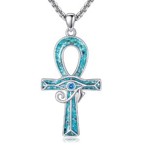 Nail/Black/Crucifix Jesus/Ankh Cross Necklace 925 Sterling Silver Cross Necklace for Men Religious Necklace Jewelry Gifts for Father Husband Son Brother