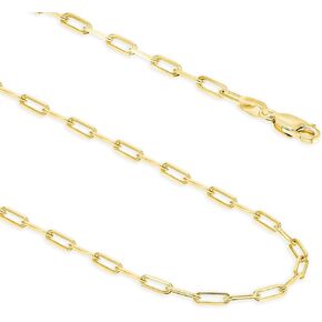 EVAYA 14K Gold Paperclip Chain Necklace for Women & Men (1mm-2mm Width, 14-24" Length) - Cadenas de Oro Puro de 14K