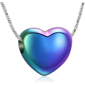 zeqingjw Cremation Heart Urn Ashes Necklace for Women Men Stainless Steel Memorial Ash Keepsake Pendant Cremation Jewelry