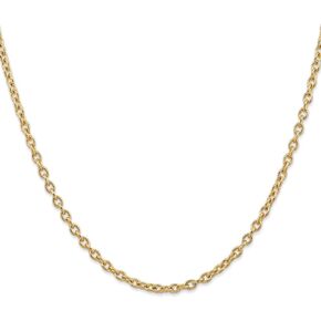 Diamond2Deal 14k Yellow Gold 3.2mm Cable Chain Necklace 14.37g for Men Women