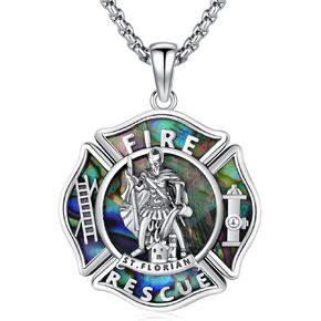 Saint Florian Necklace 925 Sterling Silver Patron Saint Firefighter Pendant,St Florian Medal Necklace Jewelry for Men with 22 in Chain
