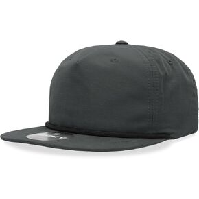 DECKY Standard 5 Panel High Profile Relaxed Cotton Blend Rope Hat, Charcoal/Black