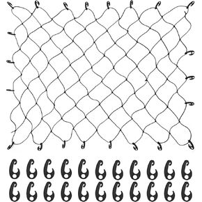 Rockland Bungee Cargo Net, 30" x 15", Stretches to 47" x 23.6" with 10 Hooks and Tight 2" x 2" Mesh