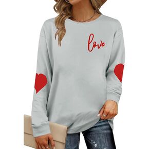 Valentine's Day Sweatshirt for Women: Cute Love Heart Graphic Sweatshirts Valentines Long Sleeve Pullover Tops