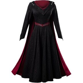 CosFantasy Women's Rhaenyra Cosplay Costume Dress Robe Costume Velvet Red Cape Cloak Halloween FY0071