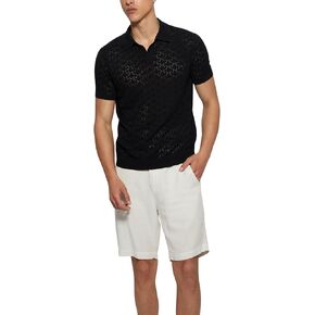 GUESS Men's Eco Short Sleeve Pointelle Stitch Brian Polo