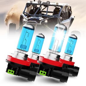 For Can Am Defender 2016-2023 halogen Headlight Bulbs High Low Beam Combo,6000K White For Can-Am UTV halogen Head Light Kit, 4pcs halogen bulbs