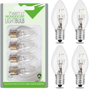 BULBMASTER 7 Watt Night Light Bulbs Replacement Clear 7W Flea Trap Light Bulbs Incandescent Small Nite Lite Bulbs Candelabra Base 120 Volts 7C7 Christmas String Lights Box of 25