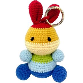 Easter Bunny Finished Handmade Knitted Rainbow Bunny Keychain, Easter Gifts, Pretty Crochet Rabbit Keychain for Bag Car Pendant Keychain Charms Handbag Easter Ornaments Easter Accessories