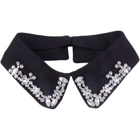 Women's Stylish Detachable Rhinestones Half Shirt Blouse False Collar Choker Peter Pan Necklace Fake Collar
