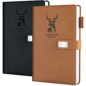 Journal Notebook Lined, 180 Pages A5 College Ruled Hardcover Leather Journals for Writing,Travel,Business,Work, 80 GSM Thick Paper with Pen & Magnetic Buckle 5.7" x 8.26" Brown