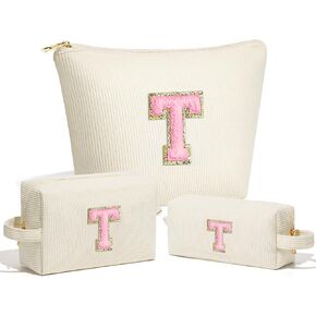 YOOLIFE Gifts for Women - Women Girls Gifts Initial Makeup Bag Travel Essentials Cosmetic Bag Cute Monogram Make Up Bag Personalized Gifts Best Friend Birthday Gifts for Women Girl White Letter A