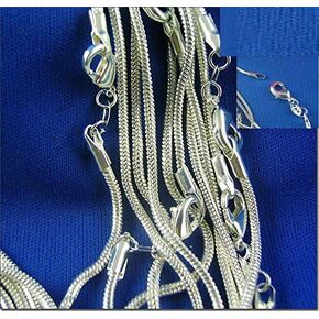 925 Plated Sterling Silver Snake Chain Necklace 5Pcs