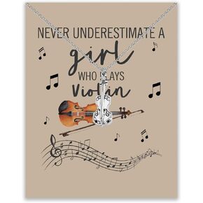 BLEOUK Violin Pendant Necklace Violinist Gift Violin Player Gift Violin Jewelry Musician Never Underestimate A Women Who Plays Violin