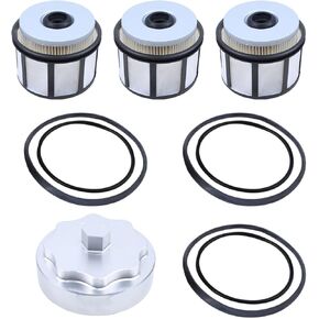 MOTOKU Diesel Fuel Filter with Aluminum Fuel Filter Cap for Ford Powerstroke 7.3L V8 1999-2003 F250 F350 F450 F550 E350 F450 Super Duty 2000-2003 Excursion