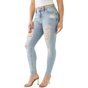 True Religion Women's Halle Super Skinny with Destruction