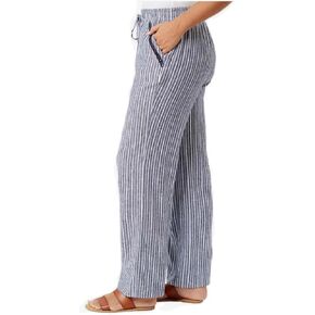 Briggs Women's Linen Blend Pant, Grey/White Stripe, Small