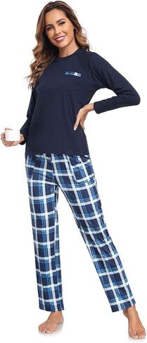 Women's Long Pajamas Womens Pajama Set for Autumn Winter Cotton Sleepwear Two-Piece Soft Nightwear in Saudi Arabia