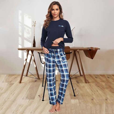 Women's Long Pajamas Womens Pajama Set for Autumn Winter Cotton Sleepwear Two-Piece Soft Nightwear in Saudi Arabia