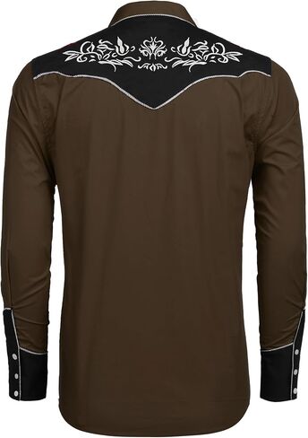 COOFANDY Men's Cowboy Shirtss Embroidered Rose Design Shirts Western Long Sleeve Button Down Shirts in Saudi Arabia