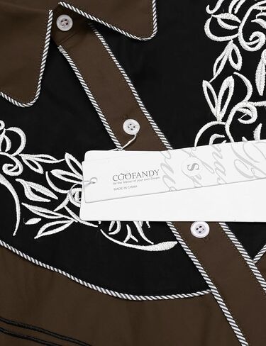 COOFANDY Men's Cowboy Shirtss Embroidered Rose Design Shirts Western Long Sleeve Button Down Shirts in Saudi Arabia